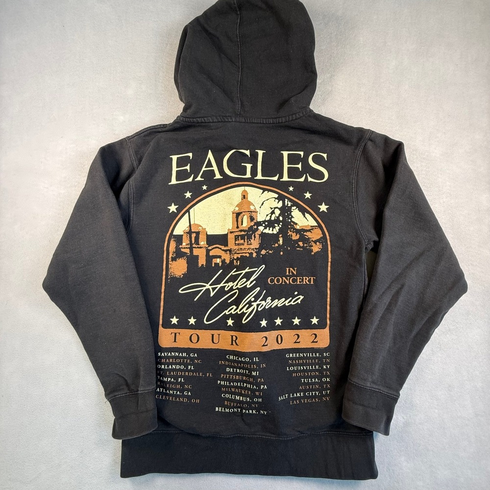 Eagles Hotel California Tour 2022 Zip Up Hoodie Black Small Concert Merch